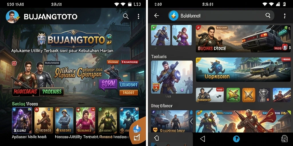 Tampilan antarmuka BUJANGTOTO dengan berbagai fitur Utility.