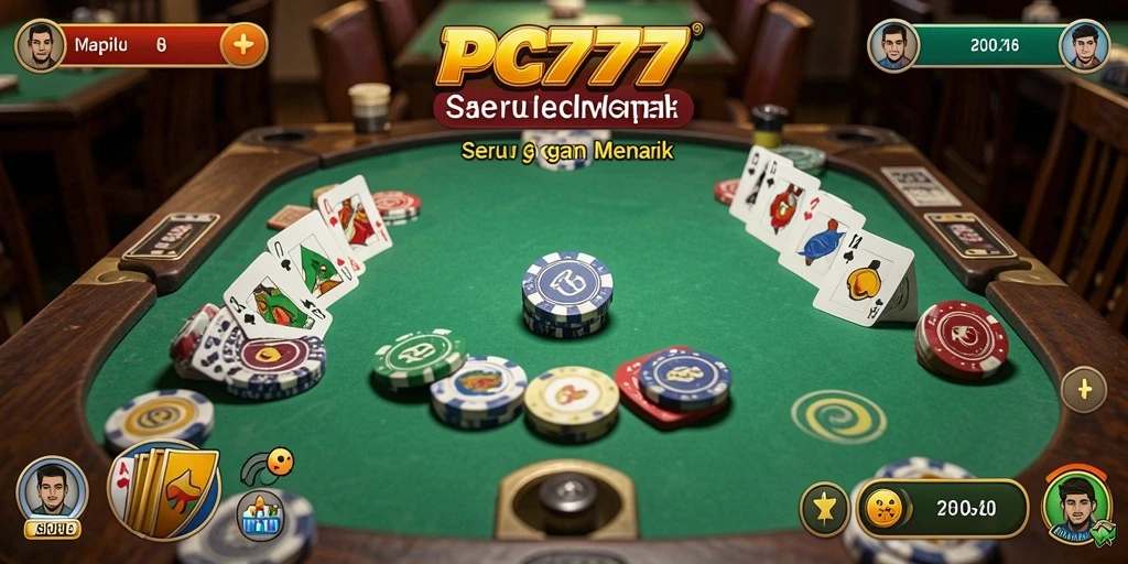 Screenshot gameplay PC777 menampilkan keseruan permainan Gaple yang interaktif.