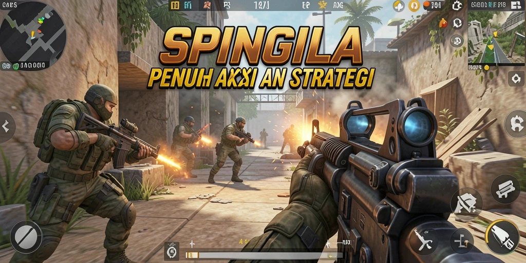 Tampilan gameplay <strong>SPINGILA</strong> dengan aksi menegangkan dan strategi mendalam.